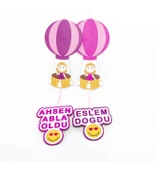 Meşgalem Pembe Uçan Balonda Kardeşler Temalı Kişiye Özel Kapı Süsü thumbnail 1