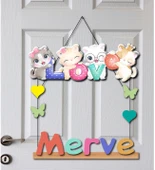 Kişiye Özel Hastane Kapısı Tatlı Kediler Kapı Süsü 45x30cm thumbnail 1