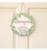 Kişiye Özel Tatlı Fil Kapı Süsü 30x30cm thumbnail 1