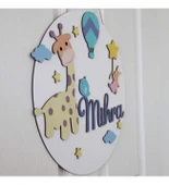 Zürafa Temalı Hayvanlar Ahşap Çocuk Kapı Süsü thumbnail 2