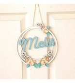 Meşgalem Çiçek ve El Yazısı Temalı Kişiye Özel Kapı Süsü thumbnail 3