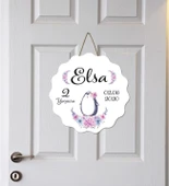 Meşgalem Çiçeklerle Süslenmiş Minik Panda Temalı Kişiye Özel Kapı Süsü - 1