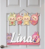 Labubu Desenli Kişiye Özel Yenidoğan Kapı Süsü 45 cm thumbnail 1