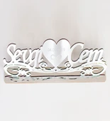 Pleksi İsimlik Gümüş Masaüstü Ve Ayaklı Söz Nişan Düğün thumbnail 1