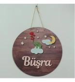 Meşgalem Kırmızı Kalpler Çıkaran Bulut Üstünde Fil Temalı Kişiye Özel Kapı Süsü thumbnail 2