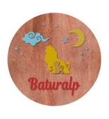 Meşgalem Aslan ve Yavrusu Ahşap Desenli Temalı Kişiye Özel Kapı Süsü - 1