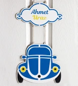 Meşgalem Vosvos Arabalı Sarı Lacivert Temalı Kişiye Özel Kapı Süsü thumbnail 2