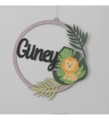 Meşgalem Yavru Aslan ve Yaprak Temalı Kişiye Özel Kapı Süsü thumbnail 3