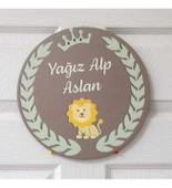 Aslan Figürlü Bebek Ahşap Kapı Süsü thumbnail 1