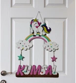 Meşgalem Unicorn ve Bulut Temalı Kişiye Özel Kapı Süsü thumbnail 1