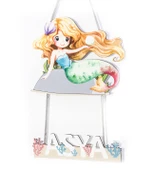 Meşgalem Uzun Saçlı Deniz Kızı Temalı Kişiye Özel Kapı Süsü thumbnail 2