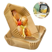 50 Adet Air Fryer Pişirme Kağıdı Tek Kullanımlık Yağ Geçirmez Yapışmaz Kare Tabak Model PVC thumbnail 8