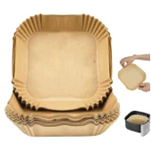 50 Adet Air Fryer Pişirme Kağıdı Tek Kullanımlık Yağ Geçirmez Yapışmaz Kare Tabak Model PVC thumbnail 2