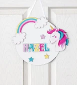 İsme Özel 3D Unicorn Bebek & Çocuk Odası Ahşap Kapı Süsü thumbnail 2