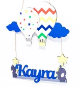 Meşgalem Uçan Balon ve Hayvanlar Temalı Kişiye Özel Kapı Süsü thumbnail 1