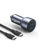 UGREEN 50W PD Hızlı Araç İçi Şarj Cihazı Çakmaklık Adaptörü 2xUSB-C, Uzay Grisi, 70594 - 2