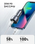 UGREEN 52.5W QC PD Hızlı Araç İçi Şarj Cihazı Çakmaklık Adaptörü 1xUSB-C, 1xUSB-A, Uzay Grisi, 60980 - 4