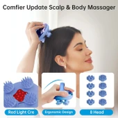 COMFIER 8 Pençeli Su Geçirmez Kablosuz Baş Masajı - Mavi - 3