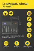 Li-İon PİL Şarj Cihazı Akıllı LCD Ekran, Hızlı Şarj, Çoklu Pil Desteği AA/AAA/9V, 18650, 21700, 26650) - 2