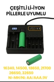 Li-İon PİL Şarj Cihazı Akıllı LCD Ekran, Hızlı Şarj, Çoklu Pil Desteği AA/AAA/9V, 18650, 21700, 26650) - 4