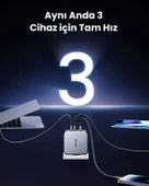 UGREEN Nexode 140W GaN 3 Portlu Hızlı Şarj Cihazı 2xUSB-C, 1xUSB-A QC 4.0 PD 3.1, Uzay Grisi, 90549 - 3