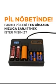 Li-İon PİL Şarj Cihazı Akıllı LCD Ekran, Hızlı Şarj, Çoklu Pil Desteği AA/AAA/9V, 18650, 21700, 26650) - 3
