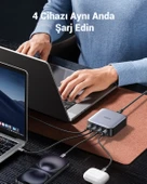 UGREEN Nexode 100W GaN Masaüsü Hızlı Şarj Cihazı USB-C QC PD 4 Portlu 3xUSB-C, 1xUSB-A, Gri, 90928 - 3