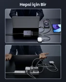 UGREEN Nexode 100W GaN Masaüsü Hızlı Şarj Cihazı USB-C QC PD 4 Portlu 3xUSB-C, 1xUSB-A, Gri, 90928 - 5