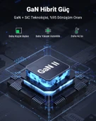 UGREEN Nexode 200W GaN II 6 Portlu Masaüstü Hızlı Şarj Cihazı İstasyonu 4xUSB-C, 2xUSB-A, Gri, 40914 - 5
