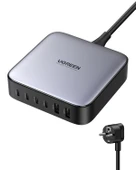 UGREEN Nexode 200W GaN II 6 Portlu Masaüstü Hızlı Şarj Cihazı İstasyonu 4xUSB-C, 2xUSB-A, Gri, 40914 - 1