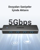UGREEN USB-C USB 3.0 4 Port USB Hub Çoklayıcı, Gri, 70336 - 3