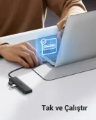 UGREEN USB-C USB 3.0 4 Port USB Hub Çoklayıcı, Gri, 70336 - 4