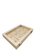 Yeni Cam Kapaklı Imera Deri Kumaş Krem Renk 34 Cm / 24 Cm Üçlü Set Kutusu thumbnail 5