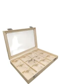 Yeni Cam Kapaklı Imera Deri Kumaş Krem Renk 34 Cm / 24 Cm Üçlü Set Kutusu thumbnail 1