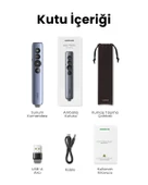 UGREEN Lazer Presenter Kablosuz Sunum Kumandası, 50654 - 8