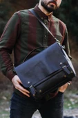 saraci leather craft Deri Erkek Çantası Evrak ve Laptop Çantası Özel Üretim - 1