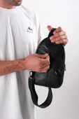 saraci leather craft Erkek Çapraz Askılı Hakiki Deri Omuz Çantası Siyah,Body Bag - 4