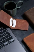 saraci leather craft Hakiki Deri Slim Kartlık ve Cüzdan, Para Klips Detaylı - 12
