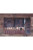 saraci leather craft Deri Şef Bıçak Çantası, Şef Bıçak Seti Çantası , Aşçı Çantası Koyu Taba - 3