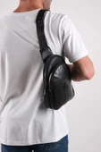 saraci leather craft Erkek Çapraz Askılı Hakiki Deri Omuz Çantası Siyah,Body Bag - 5