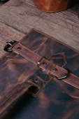 saraci leather craft Deri Şef Bıçak Çantası, Şef Bıçak Seti Çantası , Aşçı Çantası Koyu Taba - 5