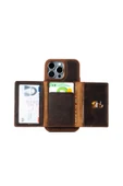 saraci leather craft DERİ TELEFON KILIFI CÜZDANLI İPHONE 15 - 9