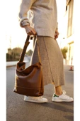 saraci leather craft Premium Deri Tote Bag, Büyük  Kadın Omuz Çantası– Geleneksel Üretim, Kaliteli Aksesuar ve Astar - 1