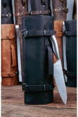 saraci leather craft Deri Şef Bıçak Çantası, Şef Bıçak Seti Çantası , Aşçı Çantası Siyah - 1