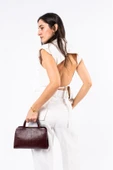 saraci leather craft Deri Kadın El Ve Omuz Çantası, Ayarlanabilir Askılı Orta Boy Hakiki Deri Bordo Renk Kadın Çantası - 1