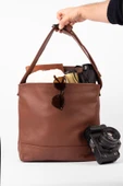 saraci leather craft Premium Deri Tote Bag, Büyük  Kadın Omuz Çantası– Geleneksel Üretim, Kaliteli Aksesuar ve Astar - 4