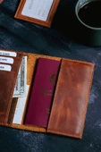saraci leather craft Hakiki Deri Pasaportluk ve Kartlıklı Cüzdan - 11