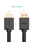 UGREEN 4K Yüksek Hızlı 2.0 HDMI Kablo, 2 Metre, Siyah, 10107 - 5