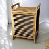 Bambu Kirli Çamaşır Sepeti Doğal Bambu Kirli Sepeti Oyuncak Kutusu Organizer - 2