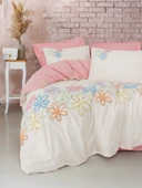 Cotton Box Puff Nakışlı Çift Kişilik Nevresim Takımı Bellis Pembe thumbnail 1